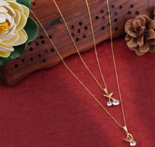 Brado Jewellery Gold Plated Flower Shape Pendant Chain For Women and Girls