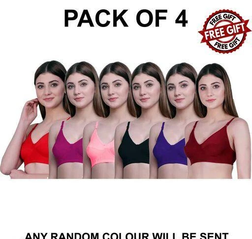 Non padded Sports Bra (Without Hook) Pack of 4 (RANDOM