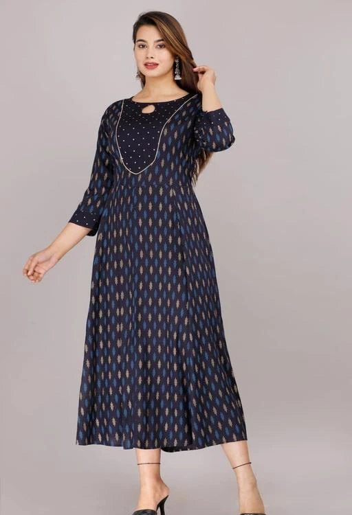 Checkout this latest Kurtis
Product Name: *Chitrarekha Fashionable Kurtis*
Fabric: Rayon
Sleeve Length: Three-Quarter Sleeves
Pattern: Printed
Combo of: Single
Sizes:
M (Bust Size: 38 in, Size Length: 50 in) 
L (Bust Size: 40 in, Size Length: 50 in) 
XL (Bust Size: 42 in, Size Length: 50 in) 
XXL (Bust Size: 44 in, Size Length: 50 in) 
New design Latest rayon printed Beautiful  kurti 
Country of Origin: India
Easy Returns Available In Case Of Any Issue


SKU: RR DARK BULE GOWN
Supplier Name: Ram Rudra fashion

Code: 434-74801765-9991

Catalog Name: Chitrarekha Fashionable Kurtis
CatalogID_20710614
M03-C03-SC1001