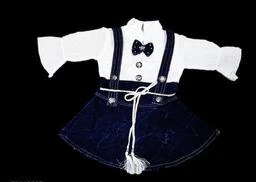  Cutie Stylish Mickey Denim Girl Skirt Dungaree With Tshirt Pretty