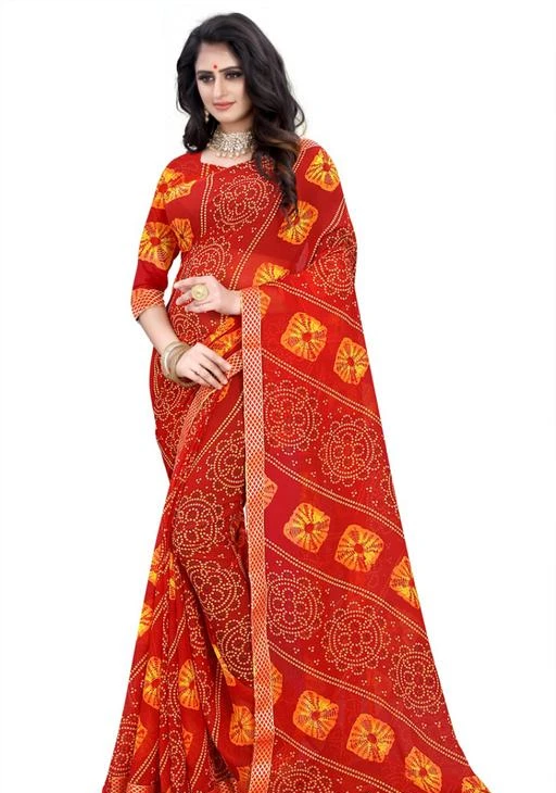 Checkout this latest Sarees
Product Name: *Kanooda Prints Women's soft georgette lace border  bandhni Print Sarees. *
Saree Fabric: Georgette
Blouse: Running Blouse
Blouse Fabric: Georgette
Pattern: Printed
Blouse Pattern: Same as Saree
Multipack: Single
Sizes: 
Free Size (Saree Length Size: 5.3 m, Blouse Length Size: 0.8 m) 
Country of Origin: India
Easy Returns Available In Case Of Any Issue


SKU: Bandhani_lace_2102_Red_KPPP
Supplier Name: KANOODA prints

Code: 943-7531473-999

Catalog Name: Adrika Refined Sarees
CatalogID_1215447
M03-C02-SC1004