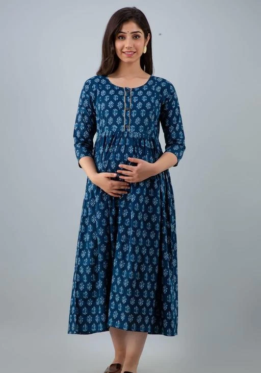Checkout this latest Feeding Kurtis & Kurta Sets
Product Name: *Women Cotton Maternity & Feeding Gown Kurti  With Zip*
Fabric: Cotton
Bottomwear Fabric: No Bottomwear
Bottom Type: No Bottomwear
Sleeve Length: Three-Quarter Sleeves
Stitch Type: Stitched
Fit/ Shape: Maternity
Pattern: Printed
Combo of: Single
 Relaxed; Regular Fit - Feeding Kurti For Women - Soft & Cozy Women’s Nursing Kurti; Discreet Zipper - This soft Maternity and Nursing Kurti features 2 discreet Zipper for easy baby feeding. This great feature is also convenient as a maternity nursing dress because you can easily carry it for all occasions as ethnic or casual wear. Comfortable - This Cotton Kurti is very comfortable for every mother to be. Made with super soft & flowy Cotton fabric. Cotton Shrinks on washing and additional margins are added for this purpose. Occasion : One of the best Gifts for Baby Shower. A feeding dress is one of those warm familiar timeless products that is always appreciated as a gift - which is why it makes the pretty gift to the new mom, pregnant woman, and breastfeeding mother, and for ethnic wear, casualwear, and office wear or even day wear..Amour febrics assure you that you are buying best quality products
Sizes: 
S (Bust Size: 36 in, Top Length Size: 48 in, Waist Size: 34 in, Bottom Length Size: 10 in) 
M (Bust Size: 38 in, Top Length Size: 48 in, Waist Size: 36 in, Bottom Length Size: 10 in) 
L (Bust Size: 40 in, Top Length Size: 48 in, Waist Size: 38 in, Bottom Length Size: 10 in) 
XL (Bust Size: 42 in, Top Length Size: 48 in, Waist Size: 40 in, Bottom Length Size: 10 in) 
XXL (Bust Size: 44 in, Top Length Size: 48 in, Waist Size: 42 in, Bottom Length Size: 10 in) 
XXXL (Bust Size: 46 in, Top Length Size: 48 in, Waist Size: 44 in, Bottom Length Size: 10 in) 
Country of Origin: India
Easy Returns Available In Case Of Any Issue


SKU: Blue maternity
Supplier Name: Amour Febrics

Code: 325-75379674-9941

Catalog Name: Sensational Feeding Kurtis & Kurta Sets
CatalogID_20902390
M04-C53-SC2330