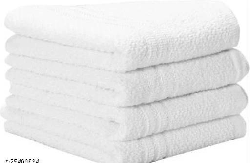 Checkout this latest Hand Towels
Product Name: *Weaving Poems White hand towel 13*20 Inch Cotton 475 GSM Hand, Face, Sport Towel Set  (Pack of 4)*
Material: Cotton
Print or Pattern Type: Solid
Net Quantity (N): 4
Sizes: 
Free Size (Length Size: 20 in, Width Size: 13 in) 
Weaving Poems brings you epitome of style, comfort and durable range solid hand and face towels. These are specially processed to minimize shrinkage and lint.Our range of hand towels are crafted using highly durable 100% superfine cotton giving you extravagant comfort and superior absorbency. The towels are available in variety of elegant colours and long-lasting fibres which help reduce lint build up and ensure they do not succumb to daily wear and tear. Hand towel is a small towel used for drying your hands. You want something small and simple to keep your hands dry during and after an intense workout. With the right size, you can also use a hand towel to hold onto the equipment which in all probability might be full of someone else’s sweat. So the use of hand towel in the gym is quite essential.Whether in your hotel restaurant’s restroom or in the lobby restroom, offering a hand towel is an excellent way to elevate your guest’s experience. They also come with little embellishments like embroidery that further add to their ornamental quality.With practically so many uses, a hand towel might be small in its size but massive in its effort.
Country of Origin: India
Easy Returns Available In Case Of Any Issue


SKU: Suruyam white pack of 4
Supplier Name: KESWANI HANDLOOM HOUSE

Code: 861-75403634-992

Catalog Name: Ravishing Classy Hand Towels
CatalogID_20910784
M08-C24-SC1113
