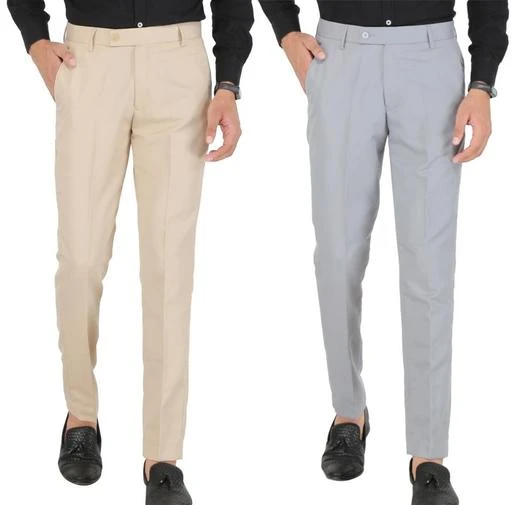 Buy Particle Trousers for Mens Formal  Regular Fit Formal Pants Light Cream  Colour Sizes 30  44 Grasim Fabric online  Looksgudin