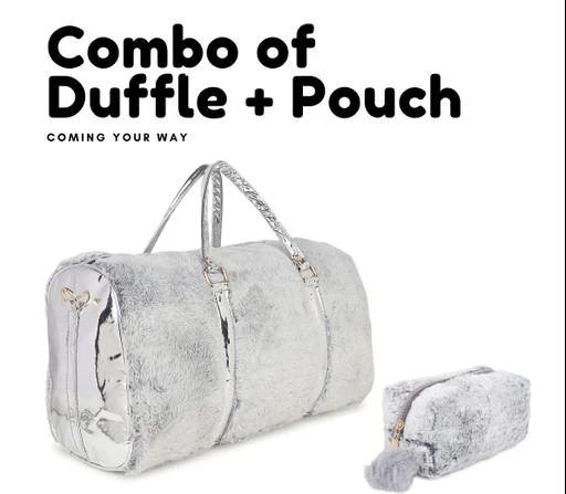 Combo of Fur Cute Trendy Duffel Bag Handbag Furry Fur Overnight