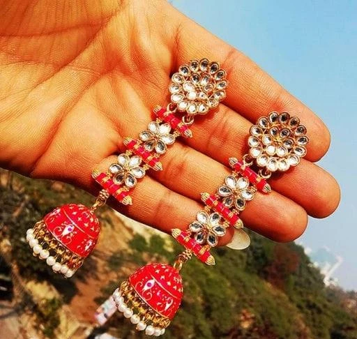 Red fancy store earrings