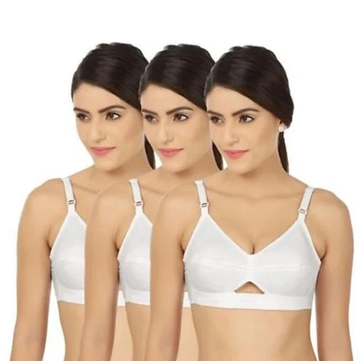 Buy Women's Cotton Non-Padded Non-Wired Seamed Regular Everyday Bra-WHITE- 32A at