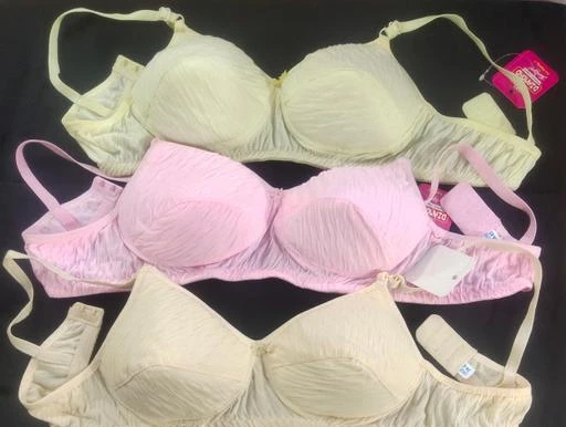 Checkout this latest Bra
Product Name: *XDIAMOND,TWENKLE RINKY PADDED BRA,NON-WIRED [SKIN PINK LEMON]*
Fabric: Hosiery
Print or Pattern Type: Solid
Padding: Padded
Type: Everyday Bra
Wiring: Non Wired
Seam Style: Seamed
Net Quantity (N): 3
Add On: Hooks
Sizes:
28A, 30A, 32A (Underbust Size: 30 in, Overbust Size: 31 in) 
34A (Underbust Size: 32 in, Overbust Size: 33 in) 
36A (Underbust Size: 34 in, Overbust Size: 35 in) 
38A, 40A, 28B, 30B, 32B, 34B, 36B, 38B, 40B
Keeping comfort at the top, get this XDIAMOND PADDED bra . This bra will lend you a perfect fit and provide the desired support and ease, owing to its stretchable cotton spandex fabric. It can be used as both  and home wear. This is a Combo of 3 yana PADDED Bra with 3 different colors.  Country of Origin : India
Country of Origin: India
Easy Returns Available In Case Of Any Issue


SKU: TWENKLE RINKY PADDED BRA,SKIN PINK LEMON ,PACK OF-3
Supplier Name: RSHOSIERY

Code: 432-76598955-785

Catalog Name: Comfy Women Bra
CatalogID_21308004
M04-C09-SC1041