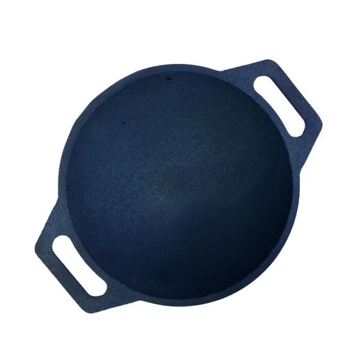 Cast Iron Kadai Kadhai for Cooking Wok Deep Frying Pot with Handle