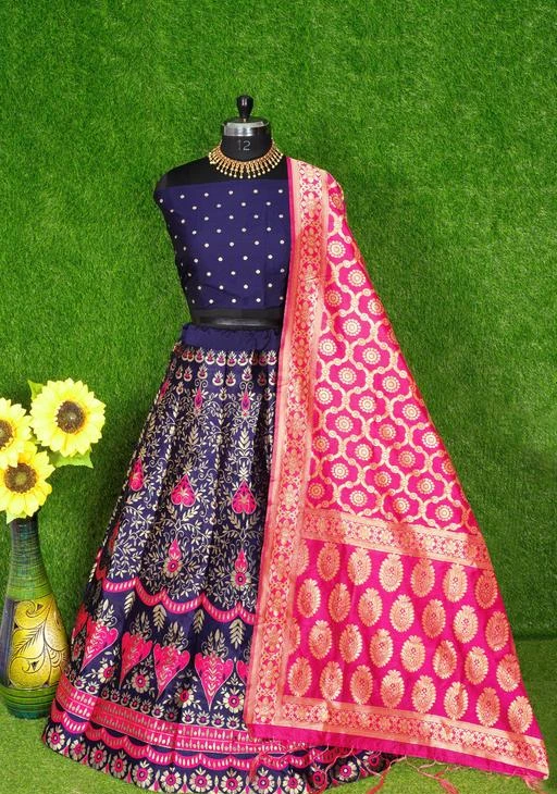 Checkout this latest Lehenga
Product Name: *Aagam Graceful Women Lehenga*
Topwear Fabric: Art Silk
Bottomwear Fabric: Art Silk
Dupatta Fabric: Art Silk
Set type: Choli And Dupatta
Top Print or Pattern Type: Jacquard
Bottom Print or Pattern Type: Ethnic Motif
Dupatta Print or Pattern Type: Ethnic Motif
Sizes: 
Free Size (Lehenga Waist Size: 34 in, Lehenga Length Size: 42 in, Duppatta Length Size: 2.5 in) 
Lehenga Fabric: Banarasi silk Jacquard
Choli Fabric: Banarasi silk Jacquard
Dupatta Fabric: Banarasi silk
Lehenga Size:
Lehenga is fully stitched 
Lehenga Height: 41 inch
Lehenga Waist Size: up to 39inch
Lehenga Have 10 kali Jointed with overlock thread inside and also have lining (inner).
Lehenga has zipper and dori closer. dori is also available in packet.
Choli size:
Choli is unstitch fabric 0.8 meter
Dupatta size:
Dupatta width: 36 inch
Dupatta Length: 2.2 meter
You Get Best Quality Fabric from Us.
Ready to ship.
Country of Origin: India
Easy Returns Available In Case Of Any Issue


SKU: Patti Jacquard Pink
Supplier Name: pihu fashion

Code: 479-77523562-9991

Catalog Name: Aagam Graceful Women Lehenga
CatalogID_21637055
M03-C60-SC1005