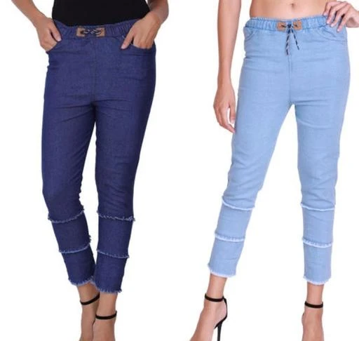  Stylish Stretchable Skinny Fit Denim Jogger For And Women Combo