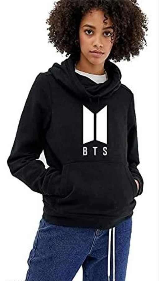 Checkout this latest Sweatshirts
Product Name: *BTS Printed Text Hoodie for Women Sweatshirt for Girls and Women Hoodie (Black)*
Fabric: Polycotton
Sleeve Length: Long Sleeves
Pattern: Printed
Net Quantity (N): 1
Sizes:
S (Bust Size: 38 in, Length Size: 24 in) 
M (Bust Size: 40 in, Length Size: 25 in) 
L (Bust Size: 42 in, Length Size: 26 in) 
XL (Bust Size: 44 in, Length Size: 27 in) 
Care Instructions: Hand Wash Only Fit Type: Regular Fit Women's Regular Fit Long Sleeve Hooded Fleece Sweatshirt The sweatshirt features raglan sleeves, kangaroo pockets and a contrast hood. Fabric: Fleece in 60% Cotton & 40% Polyester This sweatshirt is made in fleece fabric that has a innate softness - it is further treated with Bio Wash for an enhanced comfort and soft feel on the skin.
Country of Origin: India
Easy Returns Available In Case Of Any Issue


SKU: CB-02
Supplier Name: Believewe

Code: 674-78002715-999

Catalog Name: Classic Glamorous Women Sweatshirts
CatalogID_21803820
M04-C07-SC1028