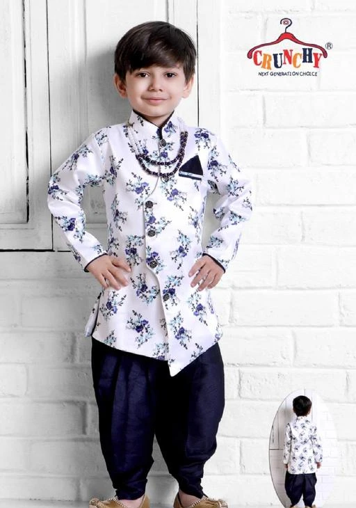 Checkout this latest Sherwanis
Product Name: *CRUNCHY KIDS SHERWANI *
Pattern: Printed
Net Quantity (N): 1
Crunchy presents this exclusive Party  kurta payjama  set. Made from Cotton  Silk, this KIDS  clothing set contents  BOYS kurta . The kurata   features mandarin collar, handcrafted  with beautiful button detailing, brooch  detail  These ethnics wear for boys are quite  comfortable to wear and skin friendly  as well. You can wear  this set with a pair  of mojdis to complete your boys party  look. It will give your rockstar fabulous  ethnic look. These kurta  set is  ideal for the special parties all celebrations , festival, wedding and occasion.  We are leading Brand in kids wear with mens wear  wide range of kids clothing which includes  kids ethnic wear, accessories and a lots  more.?
Sizes: 
12-18 Months, 18-24 Months, 1-2 Years, 2-3 Years, 3-4 Years, 4-5 Years, 5-6 Years, 6-7 Years, 7-8 Years
Country of Origin: India
Easy Returns Available In Case Of Any Issue


SKU: IN-981_NAVY
Supplier Name: crunchy

Code: 568-78062958-9941

Catalog Name: Cute Stylish Kids Boys Sherwanis
CatalogID_21824388
M10-C32-SC1172