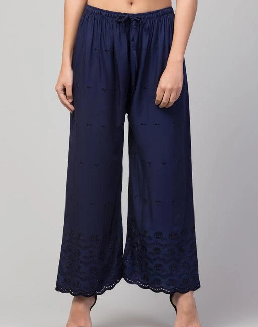 Checkout this latest Palazzos
Product Name: *TRENDY HALF CHIKAN PALLAZO NAVY 13*
Fabric: Rayon
Pattern: Chikankari
Net Quantity (N): 1
Focus on Quality of its product,Minimum Waist(Relaxed Elastic)=28 inches,Maximum Waist(Stretched Elastic)=42 inches I Fabrify aims at delivering topmost premium Quality Women's fashion bottoms at competitive price which is affordable by women of all age. Add these has Designed Palazzo With Extra Soft,Which is truly a Comfort Wear.it enhances your curve line,that makes it is a perfect statement of style and comfort.fabric rayon pattern rayon half chicken wastern wear palazzo and good quality. Search and follow my shop 