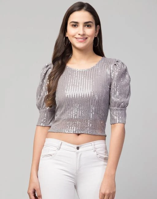 Silver Women Crop Tops - Buy Silver Women Crop Tops online in India