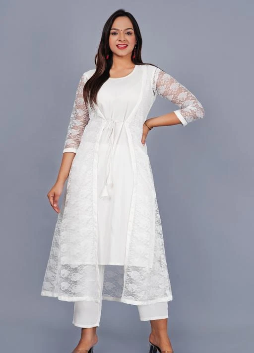 Kurti with clearance net shrug online