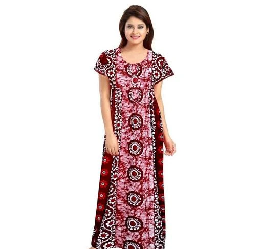 Checkout this latest Nightdress
Product Name: *Divine Adorable Women Nightdresses*
Fabric: Cotton
Sleeve Length: Short Sleeves
Pattern: Printed
Net Quantity (N): 1
Sizes:
L (Bust Size: 40 in, Length Size: 55 in) 
XL (Bust Size: 40 in, Length Size: 55 in) 
XXL (Bust Size: 40 in, Length Size: 55 in) 
Free Size (Bust Size: 40 in, Length Size: 55 in) 
Type : Jaipuri Printed Nightdress :: 100% Fabric : Pure Cotton::Multipack : 1::Sizes : L (Bust Size : 42 in, Length Size: 55 in)::XL (Bust Size : 44 in, Length Size: 55 in)::XXL (Bust Size : 46 in, Length Size: 55 in)::Free (Bust Size : 46 in, Length Size: 55 in)::Care Instructions : Machine Wash 100% soft cotton fabric for ultimate comfort, Length: Full Ankle Length, It will make you feel pretty and pampered all at the same time.::Country of Origin : India. This Nighty is an attractive Nightwear. Beautiful and Excellent fitting. Very comfy to wear and comes in free size and best in Fabric Composition : Made with Soft and Fine Cloth Fancy; Stunning and Adorable Bedroom Night Wear with Silky and Smooth Feel on the Body. It gives you a stylish and sensual look. This is a perfect gift for your loved one.
Country of Origin: India
Easy Returns Available In Case Of Any Issue


SKU: SON_1636
Supplier Name: T.M COLLECTION

Code: 343-79203275-999

Catalog Name: Divine Adorable Women Nightdresses
CatalogID_22200990
M04-C10-SC1044