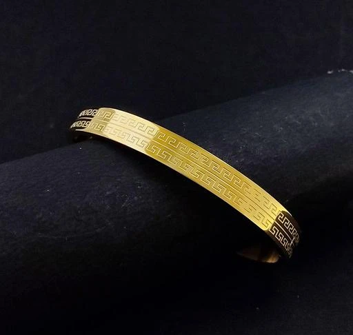  High Polished Stainless Steel Designer Gold Plated Kada