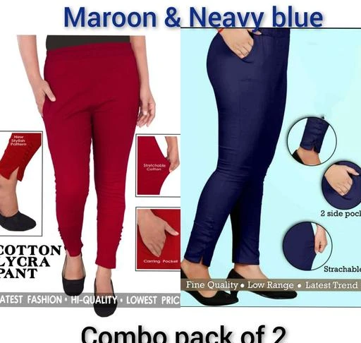 Maroon Cotton Lycra Pants