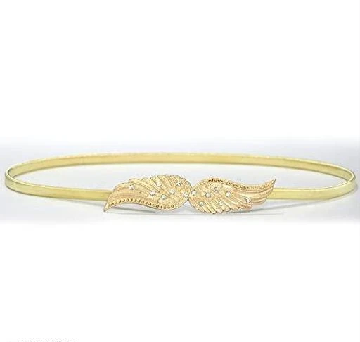 Checkout this latest Belts
Product Name: *SATYAM KRAFT 1 Pcs Angel Wings Women Stretchy Metal Belt for Women and Girls (Gold, 1 Piece)*
Material: Metal
Pattern: Checked
Net Quantity (N): 1
Sizes: 
Free Size (Waist Size: 40 in) 
Comfortable to wear and serve as good costume accessory, fit for both formal or casual occasions, suitable for jeans, pants, dresses and most bottom wear, etc. Come with various styles for your choice, you can check the styles from the pictures above, elegant and vintage design make you look more charming and attractive. most cost-effective women belt for dress are here for you. This cinch belt could be used alternately to match different clothes on different occasions. You could use it to match your dress for enjoyable wedding, party and shopping , and use another black one for grand graduation ceremony.
Country of Origin: India
Easy Returns Available In Case Of Any Issue


SKU: J2MHbKQJ
Supplier Name: NAVRANG1

Code: 132-80379873-994

Catalog Name: Styles Latest Women Belts
CatalogID_22603753
M05-C13-SC1081