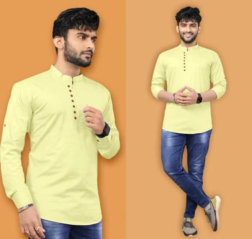 Checkout this latest Kurtas
Product Name: *Mens Kurta*
Fabric: Cotton
Sleeve Length: Long Sleeves
Pattern: Self-Design
Combo of: Single
Sizes: 
S (Chest Size: 38 in, Length Size: 27 in) 
M (Chest Size: 40 in, Length Size: 28 in) 
L (Chest Size: 42 in, Length Size: 29 in) 
XXL (Chest Size: 46 in, Length Size: 31 in) 
Premium quality cotton kurta for men, the best in the market in this price range. Try this cotton kurta shirt for daily and ethinic wear.
Country of Origin: India
Easy Returns Available In Case Of Any Issue


SKU: YELLOW KURTEAA
Supplier Name: M Mahadev Creations

Code: 293-81102767-9941

Catalog Name: Designer Men Kurtas
CatalogID_22857799
M06-C18-SC1200
.