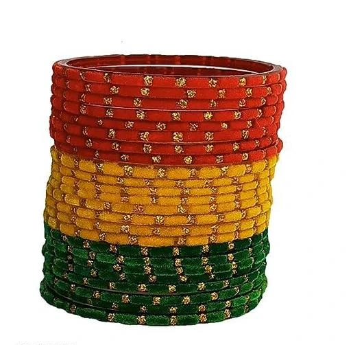 Red and green glass on sale bangles