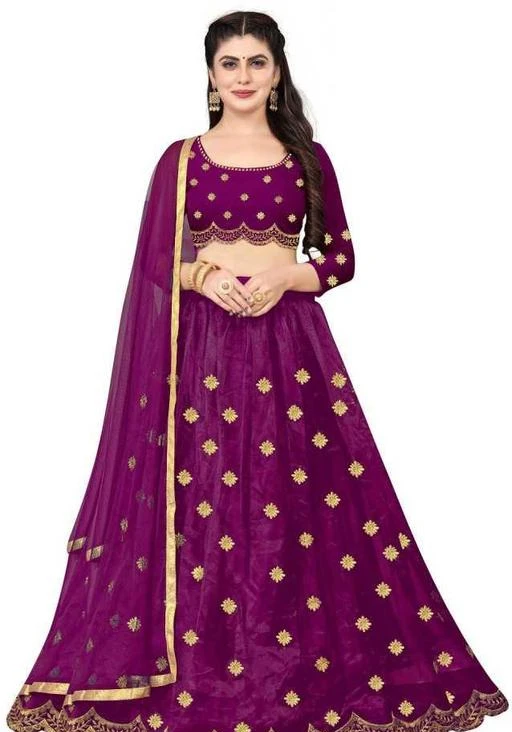 Checkout this latest Lehenga
Product Name: *Kashvi Superior Women Lehenga*
Topwear Fabric: Art Silk
Bottomwear Fabric: Art Silk
Dupatta Fabric: Net
Set type: Choli And Dupatta
Top Print or Pattern Type: Embroidered
Bottom Print or Pattern Type: Embroidered
Dupatta Print or Pattern Type: Lace
Sizes: 
Semi Stitched (Lehenga Waist Size: 44 in, Lehenga Length Size: 48 in) 
Un Stitched (Lehenga Waist Size: 44 in, Lehenga Length Size: 48 in) 
Free Size (Lehenga Waist Size: 44 in, Lehenga Length Size: 48 in) 
new embrodiery lehengha choli calection 1 lehega calection details  > febric : tishu net > length: 42 inch > waist : 40-42 inch > flair : 2.50 mtr sami stiched as laft from 1 side for wiast fitting with cane cane 2 blous detials > febrice : alltra satine lenthe 1 mitr 3 duppata details > febrics : net > lentha 2 mitr
Country of Origin: India
Easy Returns Available In Case Of Any Issue


SKU: NET PURPLE A2
Supplier Name: Astalavista

Code: 905-82116120-9902

Catalog Name: Aagam Graceful Women Lehenga
CatalogID_23196073
M03-C60-SC1005