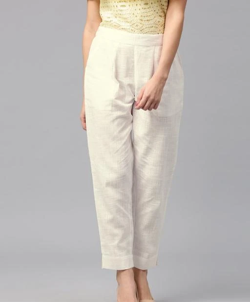 Buy White Cotton Flax Women Trousers Online  Aurelia