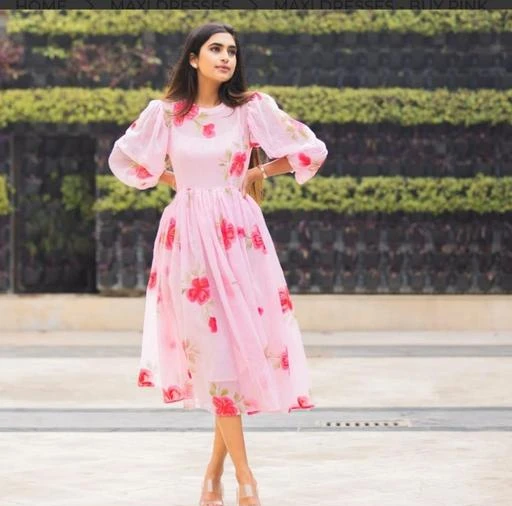 Checkout this latest Gowns
Product Name: *PRINTED BABYPINK GEORGETTE STITCHED DRESS*
Fabric: Georgette
Sleeve Length: Three-Quarter Sleeves
Pattern: Printed
Net Quantity (N): 1
Sizes:
S (Bust Size: 36 in, Length Size: 48 in, Waist Size: 32 in, Hip Size: 38 in, Shoulder Size: 13 in) 
M (Bust Size: 38 in, Length Size: 48 in, Waist Size: 34 in, Hip Size: 40 in, Shoulder Size: 13 in) 
L (Bust Size: 40 in, Length Size: 48 in, Waist Size: 36 in, Hip Size: 42 in, Shoulder Size: 14 in) 
XL (Bust Size: 42 in, Length Size: 48 in, Waist Size: 38 in, Hip Size: 44 in, Shoulder Size: 14 in) 
XXL (Bust Size: 44 in, Length Size: 48 in, Waist Size: 40 in, Hip Size: 46 in, Shoulder Size: 15 in) 
Country of Origin: India
Easy Returns Available In Case Of Any Issue


SKU: M3
Supplier Name: GEL ENTERPRISE

Code: 087-83296206-9991

Catalog Name: Comfy Partywear Women DRESS
CatalogID_23570466
M04-C07-SC1025