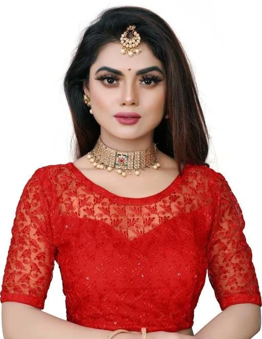 LATEST COLLECTION WOMEN'S READYMADE NET BLOUSE, EMBROIDERY WITH