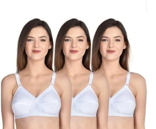 Women's Cotton Non-Padded Non-Wired Low Coverage Daily Use Regular Bra  White –