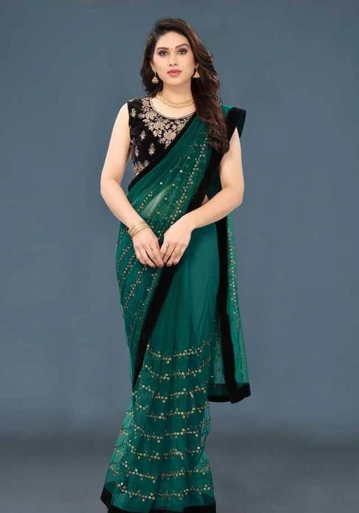 Women Net Saree With Blouse Piece