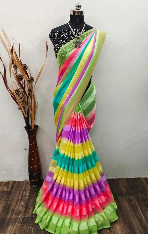  Weightless Multi Colour Geogrette Saree / Aakarsha Refined Sarees