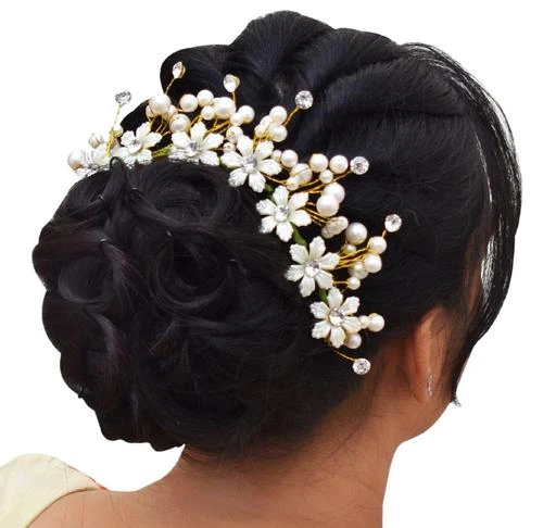 Hair Flare 2439 Artificial Flowers Women Hair Accessories Hair Pins For  Wedding Anniversary WHITE  JioMart