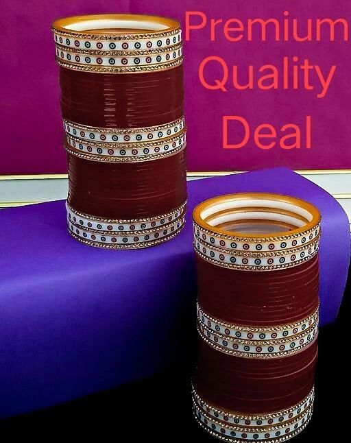 Checkout this latest Bracelet & Bangles
Product Name: *Trendy Fancy chunky Chooda bangles/Diva Chooda bracelet and bangles/plain patti chooda/ Bridal Fancy Chooda/Punjabi Chooda/ Rajasthani Chooda /Bridal Fashion Jwellery/Beauty and Ethnic Wear jewellery bangles woman bangles/ wedding bangles set for women and girls*
Base Metal: Plastic
Plating: No Plating
Stone Type: Cubic Zirconia/American Diamond
Sizing: Non-Adjustable
Type: Chooda
Net Quantity (N): More Than 10
Sizes:2.4, 2.6, 2.8
Fancy chooda Stylish and Trendy bangles from Nandini Cosmetic , crafted especially for the elegant you! These set of bangles is perfect for all occasions. A classic fusion of exquisite craftsmanship and feminine elegance. Pair these intricate bangles set with any outfit to craft a precious look in no time at all. It is produced under fine quality production, so wear this masterpiece of latest fashion and designing without worrying about anything. Nandini Cosmetic is renowned by its classic and playful designs. Choose the divine jewelry to express your love with us. A perfect gift for your soul mate. The perfect touch of sparkle. Nandini Cosmetic  Bangles set is a classic piece that never goes out of style. Our jewelry is designed with fine craftsmanship and dedication to meet high expectations. A perfect gift on the occasions like Wedding, Anniversary, Valentine’s day, Birthdays etc. These Bangles is made from high quality material and designed with handpicked quality beads ensuring to not harm your skin and is also suitable for all type of skins.
Country of Origin: India
Easy Returns Available In Case Of Any Issue


SKU: Maroon Chooda (11)
Supplier Name: Nandini Cosmetic

Code: 063-83742132-996

Catalog Name: Twinkling Colorful Bracelet & Bangles
CatalogID_23725508
M05-C11-SC1094