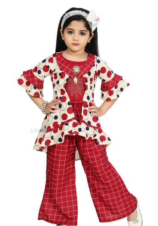 Checkout this latest Clothing Set
Product Name: *Linotex Girls Ethnic, Fastive Top,Plazzo & Jacket Set Dress*
Top Fabric: Cotton Blend
Bottom Fabric: Cotton Blend
Sleeve Length: Three-Quarter Sleeves
Top Pattern: Self-Design
Bottom Pattern: Self-Design
Add-Ons: Jacket
Sizes:
5-6 Years (Top Chest Size: 27 in, Top Length Size: 26 in, Bottom Waist Size: 22 in, Bottom Length Size: 27 in) 
Country of Origin: India
Easy Returns Available In Case Of Any Issue


SKU: BF-834
Supplier Name: Elza Enterprise

Code: 894-83765059-999

Catalog Name: Modern Elegant Girls Top & Bottom Sets
CatalogID_23733849
M10-C32-SC1147