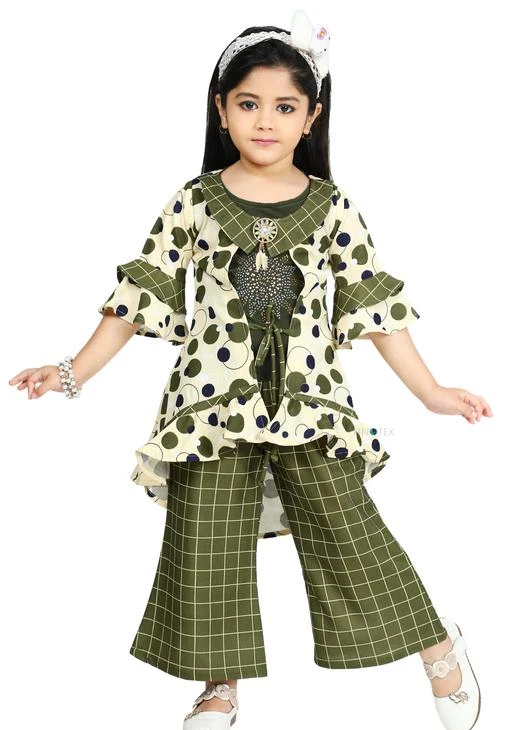 Checkout this latest Clothing Set
Product Name: *Linotex Girls Ethnic, Fastive Top,Plazzo & Jacket Set Dress*
Top Fabric: Cotton Blend
Bottom Fabric: Cotton Blend
Sleeve Length: Three-Quarter Sleeves
Top Pattern: Self-Design
Bottom Pattern: Self-Design
Add-Ons: Jacket
Sizes:
3-4 Years (Top Chest Size: 25 in, Top Length Size: 22 in, Bottom Waist Size: 20 in, Bottom Length Size: 23 in) 
5-6 Years (Top Chest Size: 27 in, Top Length Size: 26 in, Bottom Waist Size: 22 in, Bottom Length Size: 27 in) 
6-7 Years (Top Chest Size: 28 in, Top Length Size: 28 in, Bottom Waist Size: 23 in, Bottom Length Size: 29 in) 
Country of Origin: India
Easy Returns Available In Case Of Any Issue


SKU: BF-831
Supplier Name: Elza Enterprise

Code: 894-83765061-999

Catalog Name: Modern Elegant Girls Top & Bottom Sets
CatalogID_23733849
M10-C32-SC1147