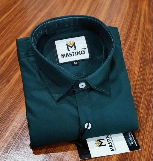 Checkout this latest Shirts
Product Name: *Men's Cotton Casual Bottle Green Plain Shirt Full Sleeves*
Fabric: Cotton
Sleeve Length: Long Sleeves
Pattern: Solid
Net Quantity (N): 1
Sizes:
M (Chest Size: 38 in, Length Size: 29 in) 
L (Chest Size: 40 in, Length Size: 30 in) 
Upgrade your style with our Men's Cotton Casual Full Sleeve Shirt, you can pair up with chinos and loafer, and you ready to rule the day. M Mastino believes in 100% customer satisfaction, Our all shirts are of high quality.
Country of Origin: India
Easy Returns Available In Case Of Any Issue


SKU: PLAIN BOTTLE GREEN
Supplier Name: M MASTINO

Code: 514-83851274-998

Catalog Name: Pretty Partywear Men Shirts
CatalogID_23762905
M06-C14-SC1206
.
