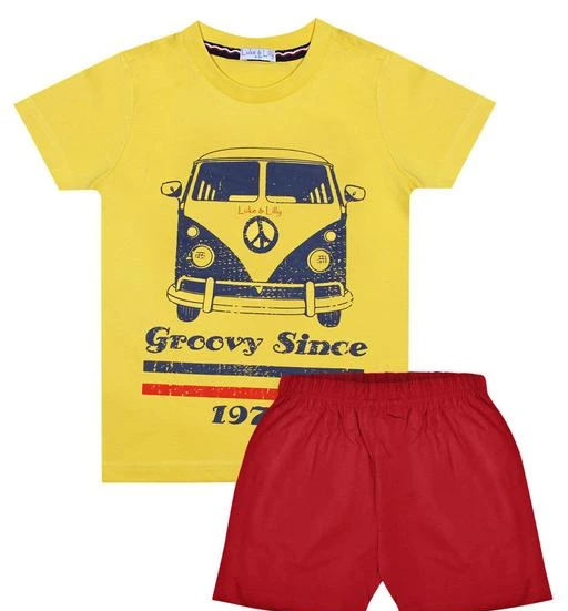 Checkout this latest Clothing Set
Product Name: *Boys Pack Of 1 Printed Round Neck T-shirts and Plain Shorts*
Top Fabric: Cotton
Bottom Fabric: Cotton
Sleeve Length: Short Sleeves
Top Pattern: Printed
Bottom Pattern: Solid
Net Quantity (N): Single
Add-Ons: No Add Ons
Sizes:
2-3 Years (Top Chest Size: 22 in, Top Length Size: 14 in, Bottom Waist Size: 17 in, Bottom Length Size: 8 in) 
3-4 Years (Top Chest Size: 24 in, Top Length Size: 15 in, Bottom Waist Size: 18 in, Bottom Length Size: 9 in) 
4-5 Years (Top Chest Size: 25.5 in, Top Length Size: 16 in, Bottom Waist Size: 19 in, Bottom Length Size: 9.5 in) 
5-6 Years (Top Chest Size: 26.5 in, Top Length Size: 17 in, Bottom Waist Size: 20 in, Bottom Length Size: 10 in) 
6-7 Years (Top Chest Size: 27.5 in, Top Length Size: 18 in, Bottom Waist Size: 21 in, Bottom Length Size: 11 in) 
7-8 Years (Top Chest Size: 28.5 in, Top Length Size: 19 in, Bottom Waist Size: 22 in, Bottom Length Size: 11.5 in) 
This super comfortable T-Shirt & Shorts Set is a must have for your little one. Fashionable & Stylish - your boy is sure to love this one.
Country of Origin: India
Easy Returns Available In Case Of Any Issue


SKU: BYSCMB072
Supplier Name: Haran Enterprise

Code: 292-83868662-997

Catalog Name: Flawsome Classy Boys Top & Bottom Sets
CatalogID_23768967
M10-C32-SC1182