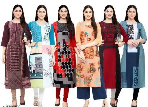 Checkout this latest Kurtis
Product Name: *Aakarsha Attractive Kurtis (Pack Of 6)*
Fabric: Crepe
Sleeve Length: Three-Quarter Sleeves
Pattern: Printed
Combo of: Combo of 6
Sizes:
S (Bust Size: 36 in, Size Length: 42 in) 
M (Bust Size: 38 in, Size Length: 42 in) 
L (Bust Size: 40 in, Size Length: 42 in) 
XL (Bust Size: 42 in, Size Length: 42 in) 
XXL (Bust Size: 44 in, Size Length: 42 in) 
XXXL (Bust Size: 46 in, Size Length: 42 in) 
4XL (Bust Size: 48 in, Size Length: 42 in) 
Easy Returns Available In Case Of Any Issue


SKU: EB-17-83-15-119-05-114
Supplier Name: Saanchi enterprises

Code: 0201-8390722-9492

Catalog Name: Aakarsha Attractive Kurtis Combo
CatalogID_1409294
M03-C03-SC1001