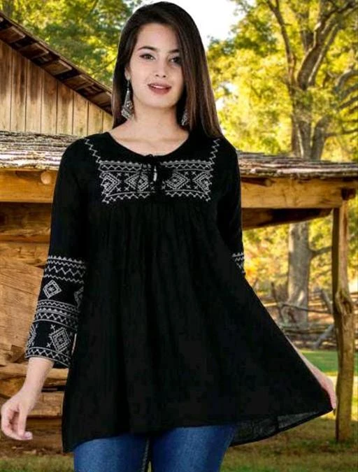 Checkout this latest Tops & Tunics
Product Name: *New Launch Trending Rayon Fabric With Embroider Women top *
Fabric: Rayon
Sleeve Length: Three-Quarter Sleeves
Pattern: Embroidered
Sizes:
S (Bust Size: 36 in) 
XL (Bust Size: 42 in) 
XXXL (Bust Size: 46 in) 
Country of Origin: India
Easy Returns Available In Case Of Any Issue


SKU: BD-TOP-BLACK
Supplier Name: APNAFASHION

Code: 072-83950859-994

Catalog Name: Pretty Ravishing Women Tops & Tunics
CatalogID_23797014
M04-C07-SC1020