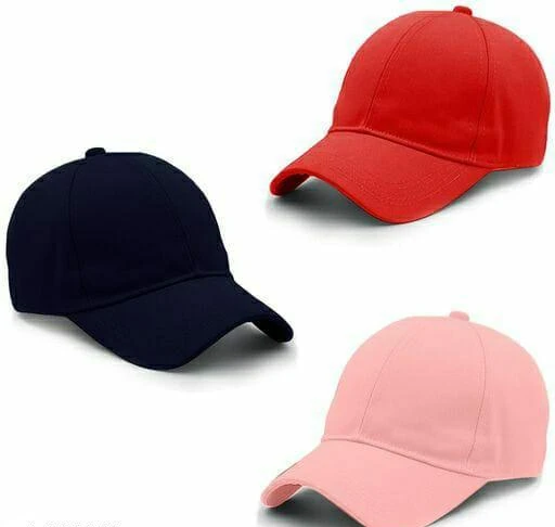 Checkout this latest Caps
Product Name: *Caps *
Material: Cotton
Type: Baseball Cap
Pattern: Solid
Net Quantity (N): 3
The New Attractive Adjustable cotton baseball sports cap combo ( 3 )  for men & women  
Country of Origin: India
Easy Returns Available In Case Of Any Issue


SKU: Black Red Pink 
Supplier Name: KIARA FASHION HUB

Code: 513-84211803-995

Catalog Name: Attractive Men Caps
CatalogID_23885468
M05-C12-SC2128