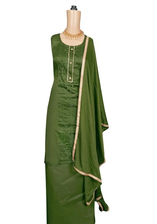 Checkout this latest Semi-Stitched Suits
Product Name: *BF-49 GREEN COLOR EMBROIDERY DRESS MATERIAL*
Top Fabric: Jam Cotton
Lining Fabric: No Lining
Bottom Fabric: Cotton
Dupatta Fabric: Chiffon
Pattern: Embroidered
Net Quantity (N): Single
True elegance will come out of your dressing trend with this amazing Green colored dress material. This  suit is beautifully adorned with beautiful embroidery, comes along with unstitched pc cotton bottom and Chiffon Dupatta which makes it appear more adorning. Women can buy this suit to daily wear for their upcoming homely functions, parties, kitties, weekend get together. Get this unstitched suit  according to your fit and comfort. Grab this suit now as it's easy to maintain and comfortable to wear all day long..
Sizes: 
Semi Stitched (Top Bust Size: Up To 32 m, Top Length Size: 43 m, Bottom Length Size: 2.1 m, Dupatta Length Size: 2.25 m) 
Country of Origin: India
Easy Returns Available In Case Of Any Issue


SKU: BF-49 GREEN COLOR
Supplier Name: Bhakti_Fashion.

Code: 506-84402798-9911

Catalog Name: Adrika Alluring Semi-Stitched Suits
CatalogID_23953025
M03-C05-SC1522