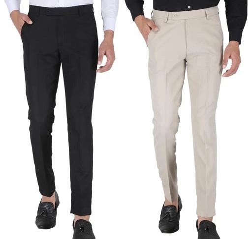 Buy ManQ Charcoal Slim Fit Flat Front Trousers for Mens Online  Tata CLiQ