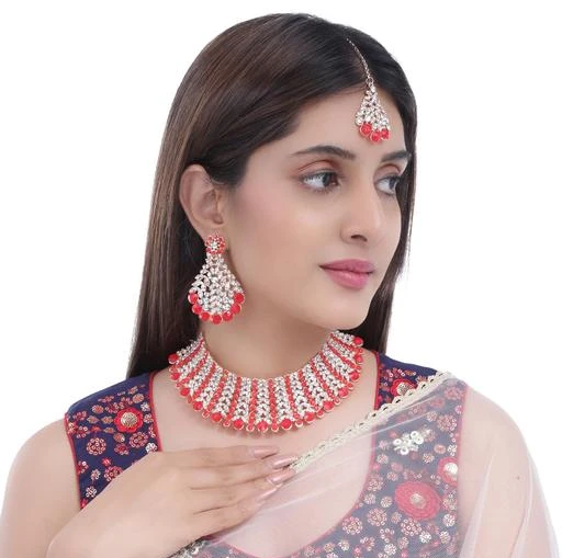Checkout this latest Jewellery Set
Product Name: *Feminine Graceful Jewellery Sets*
Base Metal: Brass & Copper
Plating: Rose Gold Plated
Stone Type: Cubic Zirconia/American Diamond
Sizing: Adjustable
Type: Necklace Earrings Maangtika
Net Quantity (N): 1
Latest Traditional Design Trendy Austrian Diamond Studded Kundan Stone Work Choker Necklace Set Wedding Jewellery Set with Earrings and Maang Tikka For Women Girls.. Package Contains : 1 Necklace, 1 Pair Matching Earrings, 1 Maang Tika. You can Adjust necklace length or fitting with your comfort.
Country of Origin: India
Easy Returns Available In Case Of Any Issue


SKU: 171-RG-Red
Supplier Name: SAJIRI

Code: 474-84985514-9921

Catalog Name: Feminine Graceful Jewellery Sets
CatalogID_24135978
M05-C11-SC1093