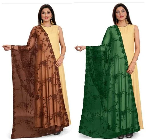 Checkout this latest Dupattas
Product Name: *KAAJ BUTTONS WOMEN'S FANCY NET EMBROIDERED DUPATTA ( COFFEE & GREEN)*
Fabric: Net
Pattern: Embroidered
Net Quantity (N): 2
Sizes:Free Size (Length Size: 2.25 m) 
?Trendy Designer Net Dupatta for women : Beautiful Embroidered Aari Work Dupatta With Four Side Perfect Finishing Cutwork on Edge & Elegant Quality Net Dupatta Rich Look Party Wear gorgeous grace!!! This Designer net creation will definitely give your feminine charm a hint of subdued elegance.  ?Material Composition Net Dupatta : Heavy Net With Four Side Cutwork On Edge.  ?Length of Net Dupatta : 2.25 meter X 1 meter | Care Instructions : Hand Wash & Dry Clean only.  Add a touch of elegance to your wardrobe with this exquisite piece of designer Dupatta from the house of Kaaj buttons. Swathed with a cheerful pattern , this piece speaks volume., Its pairing With Any Of your favorite piece of clothing & Can be pair with Any color Of long Kurti and you are Look to Good !  The Four Side Cutwork on EDGE makes this dupatta simply irresistible! The pretty look and comfortable feel of this Dupatta will make it your favorite tag along accessory. It will pair beautifully with different salwar sharara and Kurtis exalting lavish elegance and rich look party wear. A perfect gift for women and girls for all occasions can be used as a bridal dupatta /chunni to cover head and shoulders during functions and ceremonies.  Some more words about Women Girl Designer Net Dupattas:  A two and half meter cloth that defines the ethnicity of a garment whether it is lehenga choli or salwar kameez; Dupatta 
Country of Origin: India
Easy Returns Available In Case Of Any Issue


SKU: c&g-11
Supplier Name: KAAJ BUTTONS

Code: 492-85518380-944

Catalog Name: Elegant Attractive Women Dupattas
CatalogID_24325108
M03-C06-SC1006
