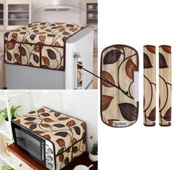 Buy E-Retailer Exclusive 3-Layered PVC Combo Set of Appliances Cover (1 Pc.  of Fridge Top Cover, 2 Pc Handle Cover and 1 Pc. of Microwave Oven Top Cover)  (Color-Brown, Design-Floral, Set Contains-4