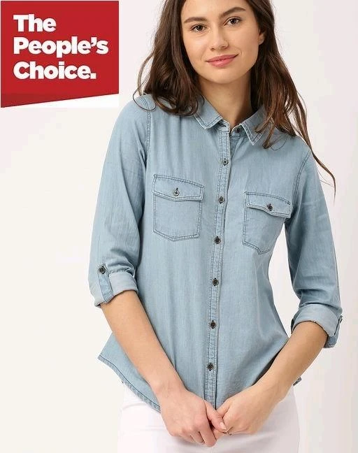 fcity.in - Modern Solid Denim Women Shirt / Trendy Solid Denim