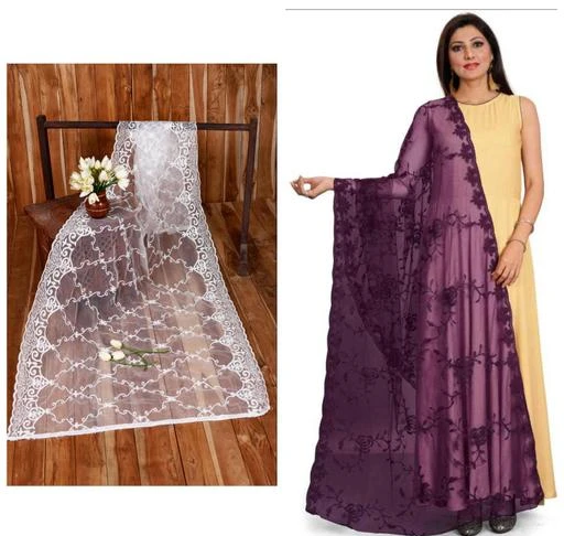 Checkout this latest Dupattas
Product Name: *Gorgeous Attractive Women Dupattas*
Fabric: Net
Pattern: Embroidered
Net Quantity (N): 2
Sizes:Free Size (Length Size: 2.25 m) 
?Material Composition Net Dupatta : Heavy Net With Four Side Cutwork On Edge.  ?Length of Net Dupatta : 2.25 meter X 1 meter | Care Instructions : Hand Wash & Dry Clean only.  Add a touch of elegance to your wardrobe with this exquisite piece of designer Dupatta from the house of Kaaj buttons. Swathed with a cheerful pattern , this piece speaks volume., Its pairing With Any Of your favorite piece of clothing & Can be pair with Any color Of long Kurti and you are Look to Good !  The Four Side Cutwork on EDGE makes this dupatta simply irresistible! The pretty look and comfortable feel of this Dupatta will make it your favorite tag along accessory. It will pair beautifully with different salwar sharara and Kurtis exalting lavish elegance and rich look party wear. A perfect gift for women and girls for all occasions can be used as a bridal dupatta /chunni to cover head and shoulders during functions and ceremonies.  Some more words about Women Girl Designer Net Dupattas:  A two and half meter cloth that defines the ethnicity of a garment whether it is lehenga choli or salwar kameez; Dupatta is the new fashion element on the block. Considered to be the object of feminine charm to gain attraction Dupattas have evolved! Safety Information: Care Instructions: Machine Wash Cold Wash With Like Colors Only Non-Chlorine Bleach When Needed Tumble Dry Low Warm Iron If Needed.  Legal Disclaim
Country of Origin: India
Easy Returns Available In Case Of Any Issue


SKU: chex & purple
Supplier Name: KAAJ BUTTONS

Code: 692-86886680-994

Catalog Name: Gorgeous Attractive Women Dupattas
CatalogID_24722538
M03-C06-SC1006
