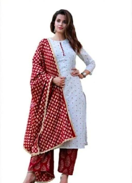 Checkout this latest Kurta Sets
Product Name: *Women's Rayon Printed Gotta Kurta Palazzo With Dupatta set For women*
Kurta Fabric: Rayon
Bottomwear Fabric: Rayon
Fabric: Rayon
Sleeve Length: Three-Quarter Sleeves
Set Type: Kurta With Dupatta And Bottomwear
Bottom Type: Palazzos
Pattern: Printed
Net Quantity (N): Single
Sizes:
M, L, XL, XXL
  Women's Clothing Regular Wear Kurta And palazzo With Dupatta Set This is Designed as per the latest trends to keep you in sync with high fashion and other occasion, it will keep you comfortable all day long. The lovely design forms a substantial feature of this wear. It looks stunning every time you match it with accessories. This attractive Kurta And skirt With Dupatta Set will surely fetch you compliments for your rich sense of style. Stow away your old stuff when you wear this Kurta Set. Light in weight Daily Wear, Working Wear Kurta pant With Set will be soft against your skin. Its Simple and unique design and beautiful colours, prints and patterns
Country of Origin: India
Easy Returns Available In Case Of Any Issue


SKU: SREI-KRTPLAZODUPATTA
Supplier Name: SREI

Code: 345-87140745-9921

Catalog Name: Chitrarekha Fashionable Women Dupatta Sets
CatalogID_24798199
M03-C52-SC1853
